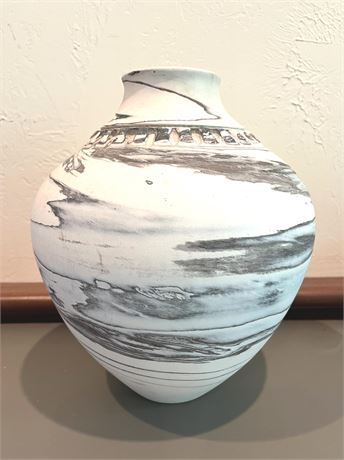 Hand Thrown Glazed Signed Drip Vase