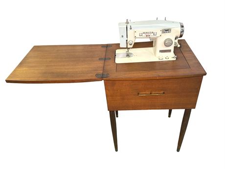 White Sewing Machine with Stand