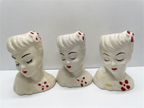 American Bisque Lady Head Vases