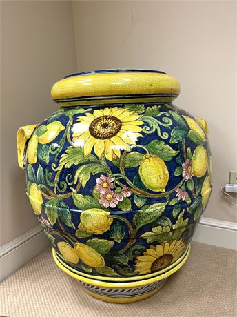 Huge Florentine Lemons and Vine Floor Pottery Vase