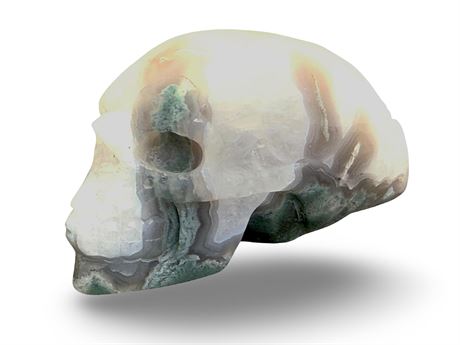 Natural Agate Carved Polished Elongated Crystal Skull
