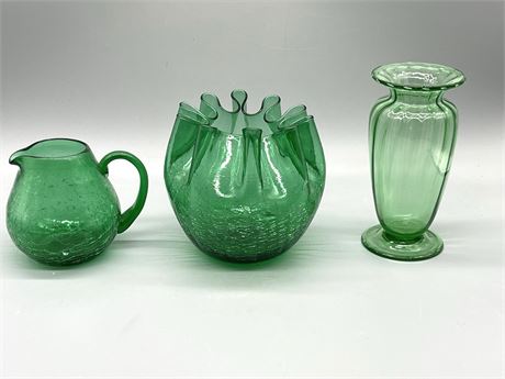 Handblown Green Glass
