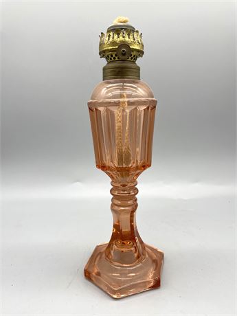 Antique Pink Glass Oil Lamp