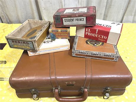 Leather Briefcase w/ other Advertising Boxes