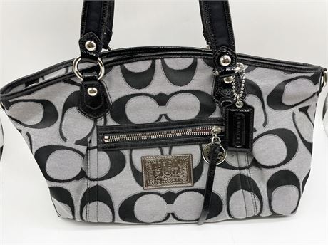 Gray, Black and Pink Coach Purse