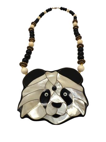 Vintage Lee Sands Mother of Pearl Panda Necklace