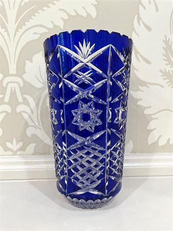 Cobalt Blue Bohemian Style Crystal Vase