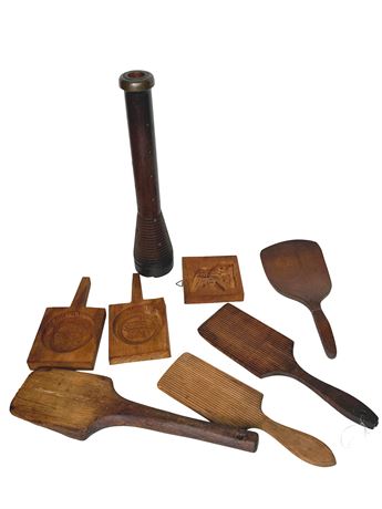 Antique Primitive Wooden Kitchen Tools