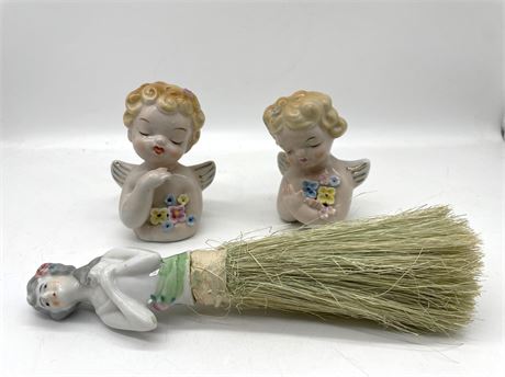 Porcelain Doll Brush and Figurines