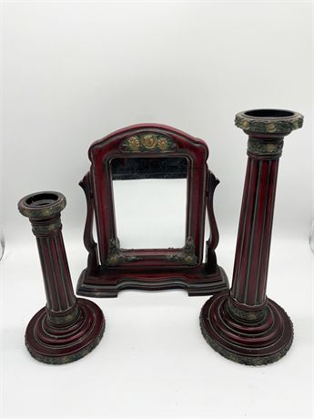 Decorative Mirror & Candle Holders