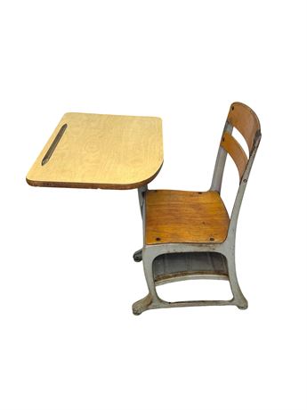Vintage Metal/Wood School Desk