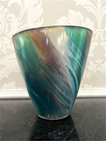 Large Iridescent Art Glass Vase