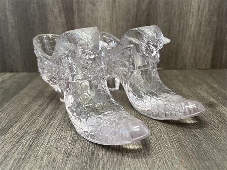 Fenton Clear Glass Cat Head Slipper Shoes