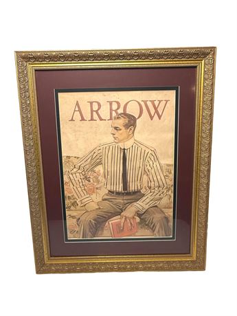 Large Arrow Collar Man Print w/ Wood Frame