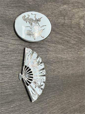 Siam White Sterling Silver Pins