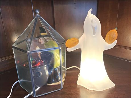 Illumintated Light Up Witch and Ghost Figures