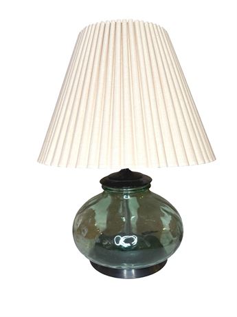 Midcentury Green Glass Table Lamp