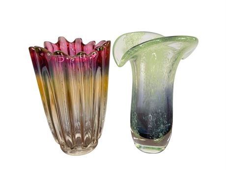 Two (2) Art Glass Vases