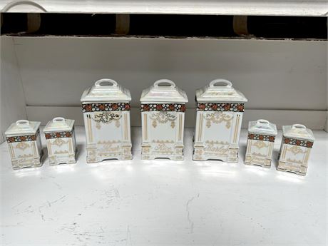 Lot of Vintage Kitchen & Spice Canisters with Lids
