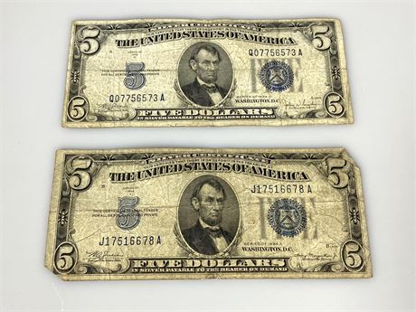 1934 Five ($5) Dollar Bills
