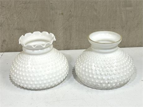 Matching Milk Glass Hobnail Lamp Shades