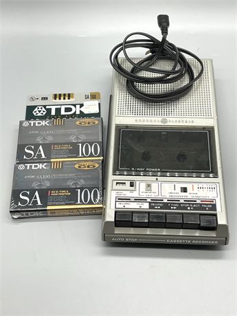 GE Cassette Recorder with Cassettes