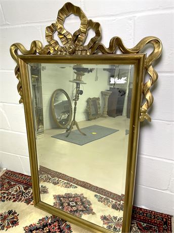 Louis XVI Style Gold Ribbon Bow Mirror by Carolina Mirror Company