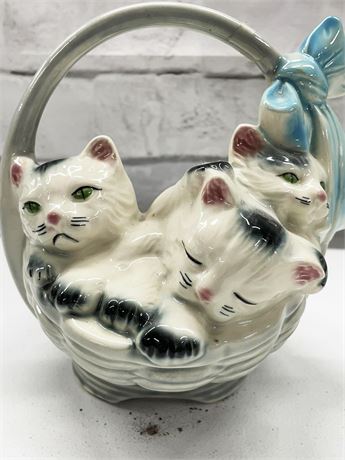 Vintage 1950s Ceramic Cat Planter