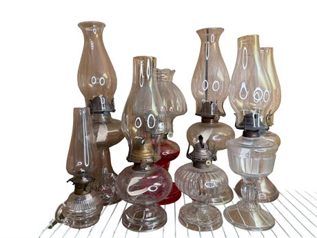 Large Lot of Oil Kerosene Lamps Lot 1