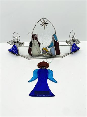 Stained Glass Nativity and Angel