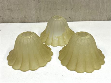 Three (3) Matching Glass Lamp Shades