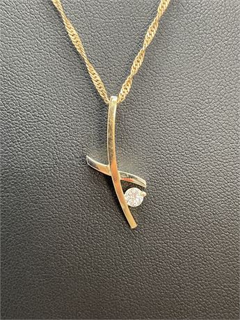 14kt Yellow/White Gold Diamond Pendant Necklace