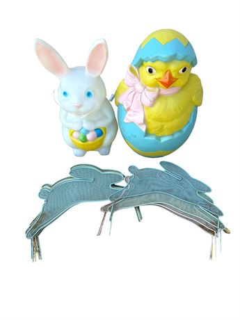 Easter Blow Molds and Outdoor Metal Rabbit Stakes
