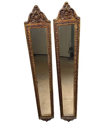 Wood French Style Finial Top Tall Wall Mirrors