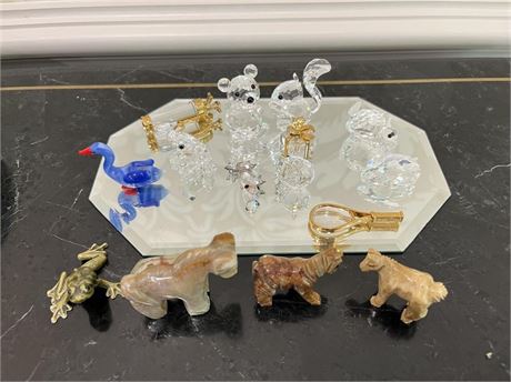 Miniature Crystal, Glass and Marble Animals/Decoratives