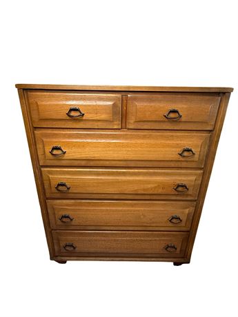 1970s Solid Oak Wood Chest of Drawers