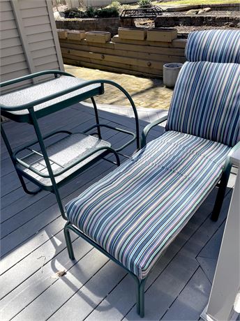Outdoor Chaise Cushion Lounge Chair & Cart