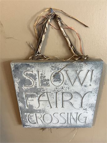 Concrete Slow! Fairy Crossing Wall Decorative