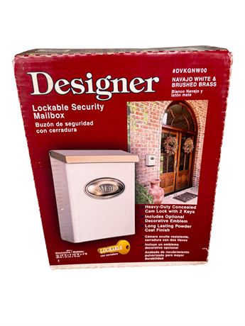 Navajo White & Brushed Brass Mailbox