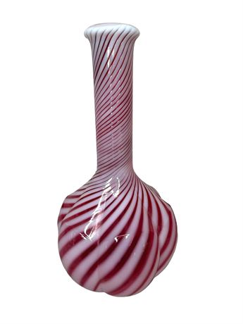 Fenton Cranberry Swirl Glass Barber Bottle