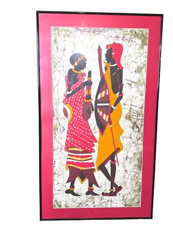 Vintage African Wax Batik Wall Art Fabric