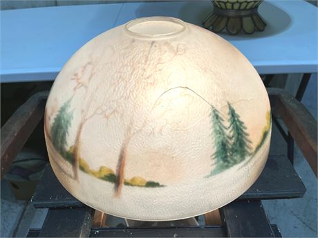 Reverse Painted Round Glass Lamp Shade