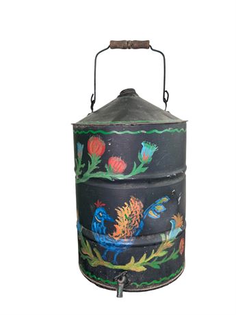 Vintage Hand Painted Metal Barge Water Container