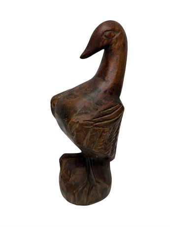 Hand Carved Wood Goose Figurine