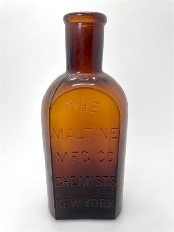 The Maltine Chemists New York Amber Medicine Bottle