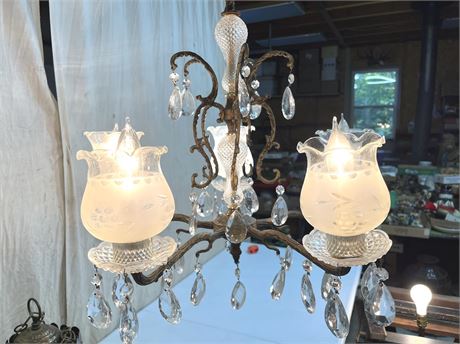 Antique French Victorian Style Hurricane Chandelier