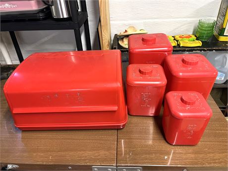 1950s Lustro Ware Bread Box and Canister Set