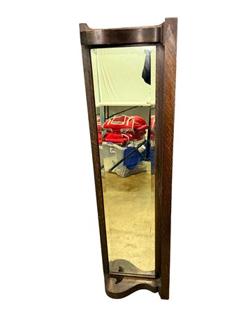 Antique Wood Beveled Glass Buffet Mirror