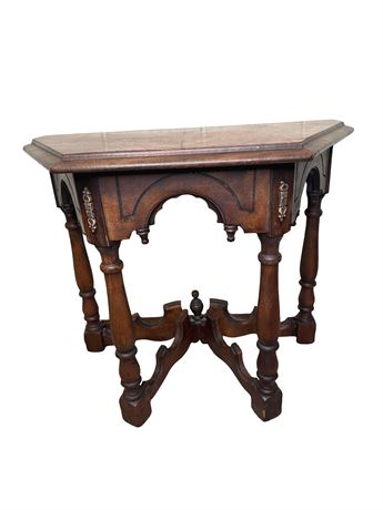 Antique Arts and Crafts Style Walnut Half Moon Table