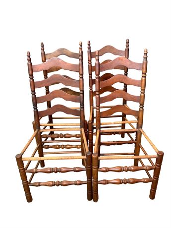 Four (4) Vintage Wooden Ladder Back Chairs
